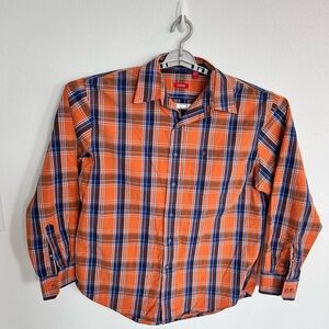 IZOD Men’s Long Sleeve Orange & Blue Plaid Shirt

Size L